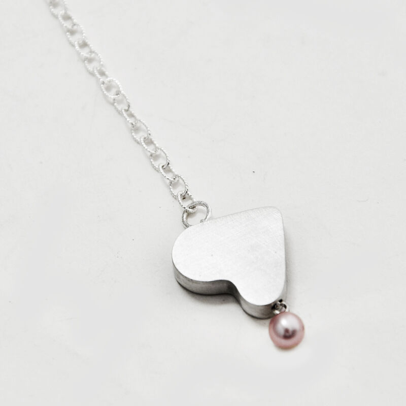 Drop heart necklace - silver &amp; pearl by Katerina Damilos - product images  of 