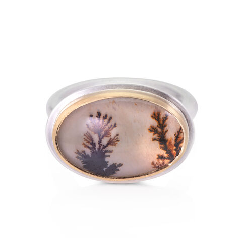 Dendritic,Agate,ring,2,by,Naomi,Tracz,two band silver and gold ring, dendritic agate ring silver and gold