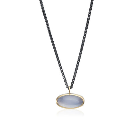 Chalcedony,pendant,by,Naomi,Tracz,chalcedony cabochon pendant, round pendant necklace