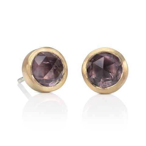 Grey,spinel,studs,by,Naomi,Tracz,grey spinel studs silver and gold