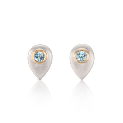 Aquamarine,teardrop,studs,by,Naomi,Tracz,silver teardrop studs with aquamarines
