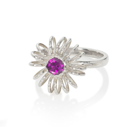 Winter ring silver with rhodolite garnet by Danny Ries - product images  of 