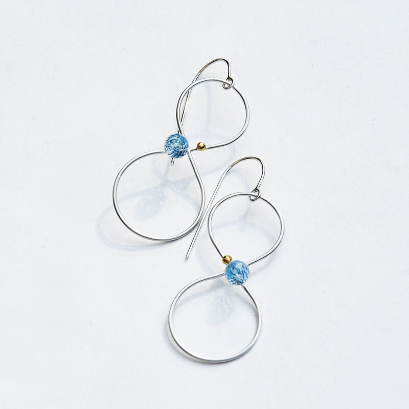 Silhouette double teardrop earrings, silver with topaz by Katerina Damilos - product images  of 