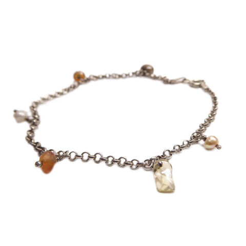 Sunny,Days,—,One-of-a-Kind,Gemstone,Charm,Bracelet,by,Catherine,Marche,Sterling silver charm bracelet ,citrine and carnelian bracelet, one of a kind bracelet, ethical handcrafted jewellery, London jewellery, Catherine Marche special jewels