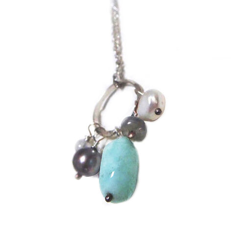 Blue,Opal,Cluster,Titan,Talisman,Necklace,by,Catherine,Marche,sterling silver necklace, andean blue opal pendant, lucky charms, crystal healing, blue gemstones, cluster necklace, good luck jewellery, feel good gifts, gifts for her, talisman jewellery, vegan jewelry, Zeus tears