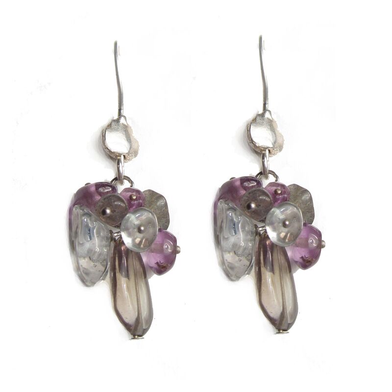 Labradorite Amethyst Cluster Earrings by Catherine Marche - product images  of 