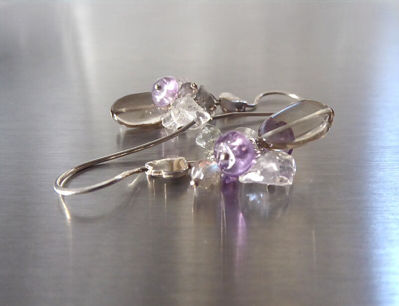 Labradorite Amethyst Cluster Earrings by Catherine Marche - product images  of 