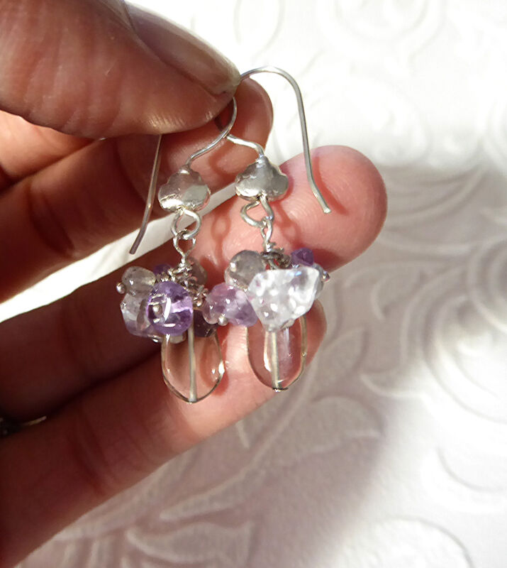 Labradorite Amethyst Cluster Earrings by Catherine Marche - product images  of 