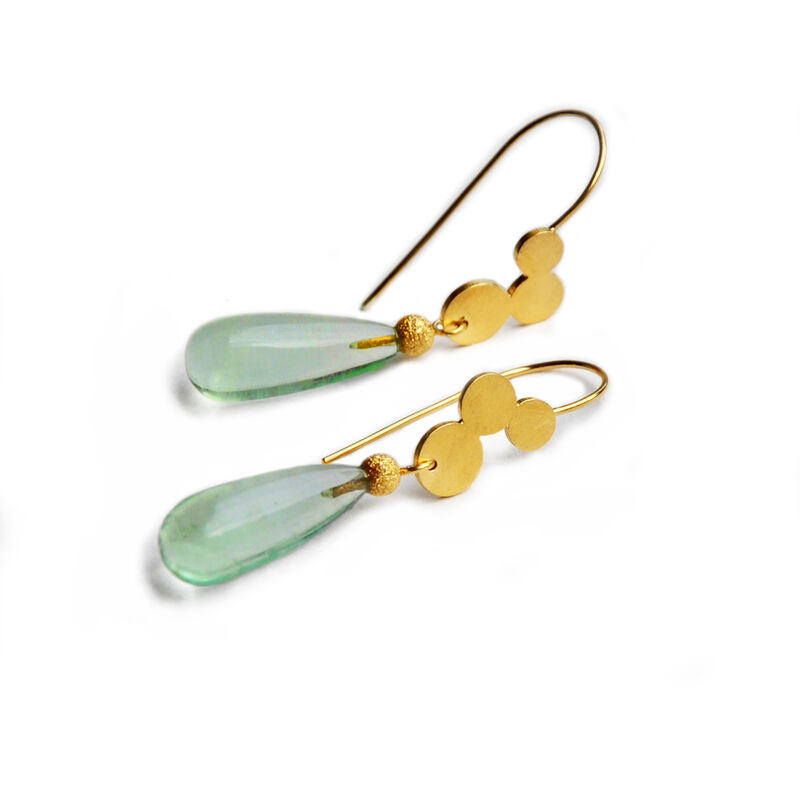 Sequin earrings gold vermeil with fluorite drops by Katerina Damilos - product images  of 