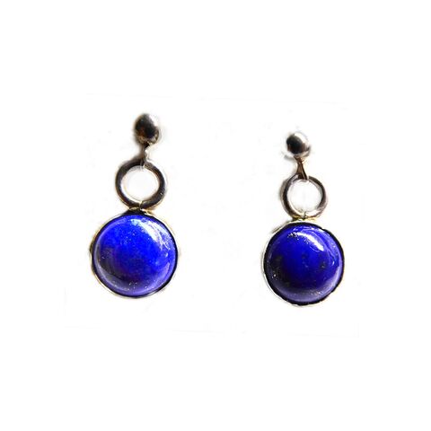 Blue,Lapis,Lazuli,Earrings,by,Catherine,Marche,lapis lazuli drop earrings sterling silver, blue cabochon stud earrings 6mm, egyptian royalty inspired gemstone jewellery, understated chic dark blue earrings, handmade genuine lapis lazuli studs, delicate natural blue stone earrings