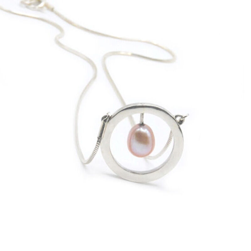 Spin me around pink pearl silver necklace by Jana Svabova - product images