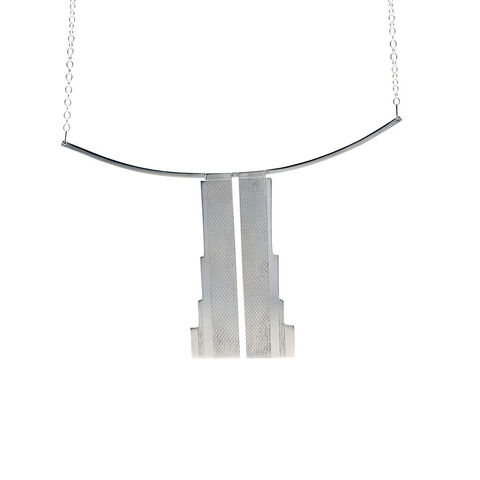 Deco,doors,necklace,silver,by,tJL,silver geometric pendant necklace, textured surface geometric pendant, recycled clock jewellery