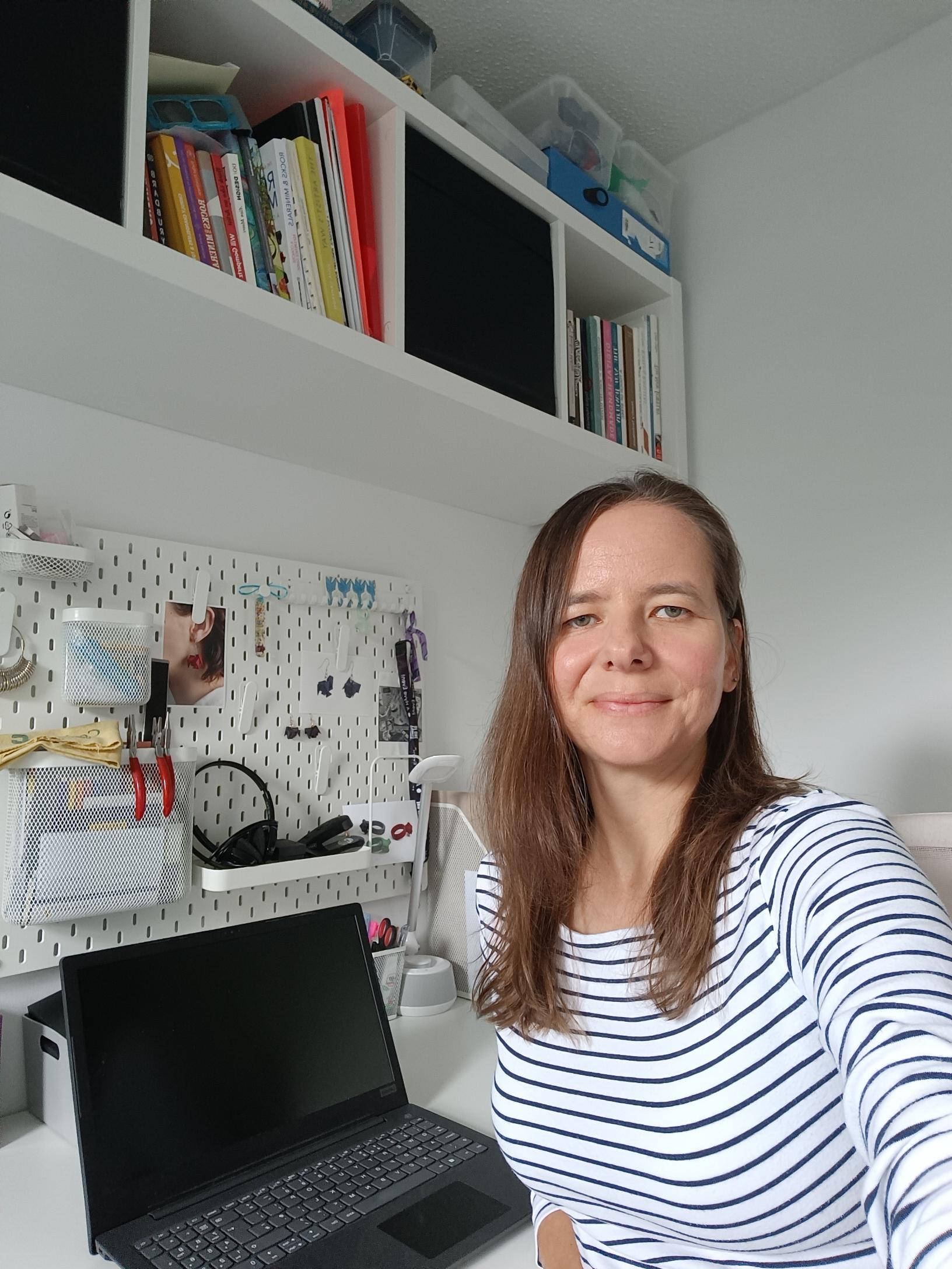 Jeweller Carly Hitchens in her studio