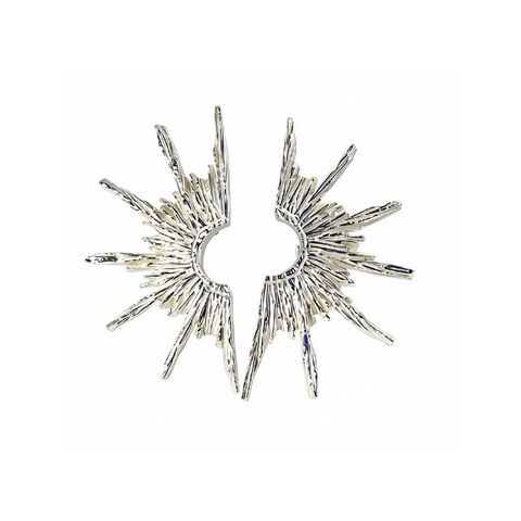 Sunray,earrings,silver,large,by,Maria,Izamis,Maria Izamis, Sun ray silver earrings, textured silver ear studs, organic