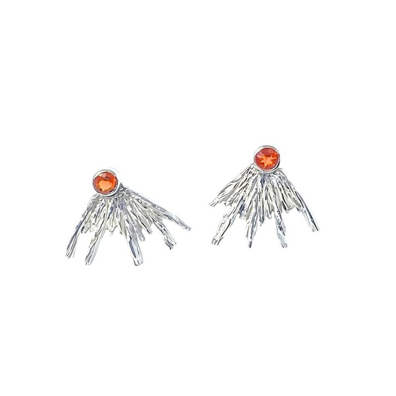 Sun ray earrings silver with fire opal by Maria Izamis - product images
