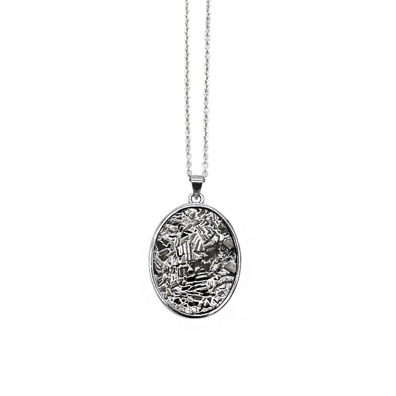 Medium oval bismuth pendant silvery by Sara Chyan - product images  of 