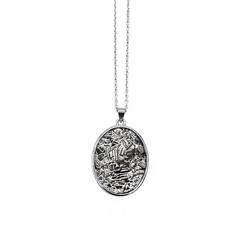 Medium,oval,bismuth,pendant,silvery,by,Sara,Chyan,Sara Chyan, oval bismuth pendant silvery