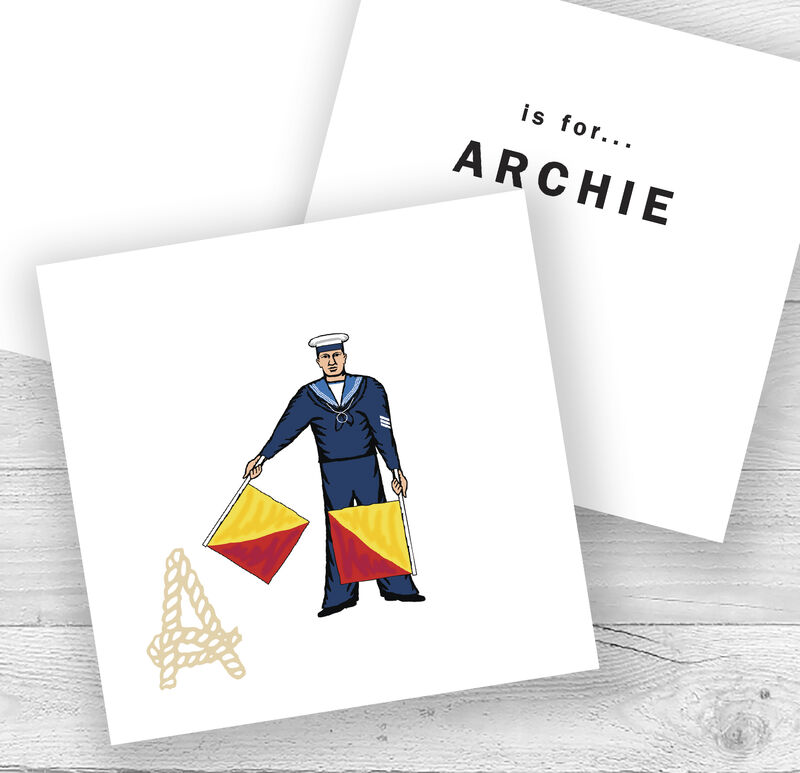 Personalised Nautical Semaphore Flags Name Card - product images  of 