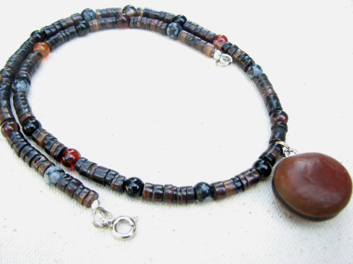 Unisex or Mens Beaded Sea Bean Necklace Bits off the Beach