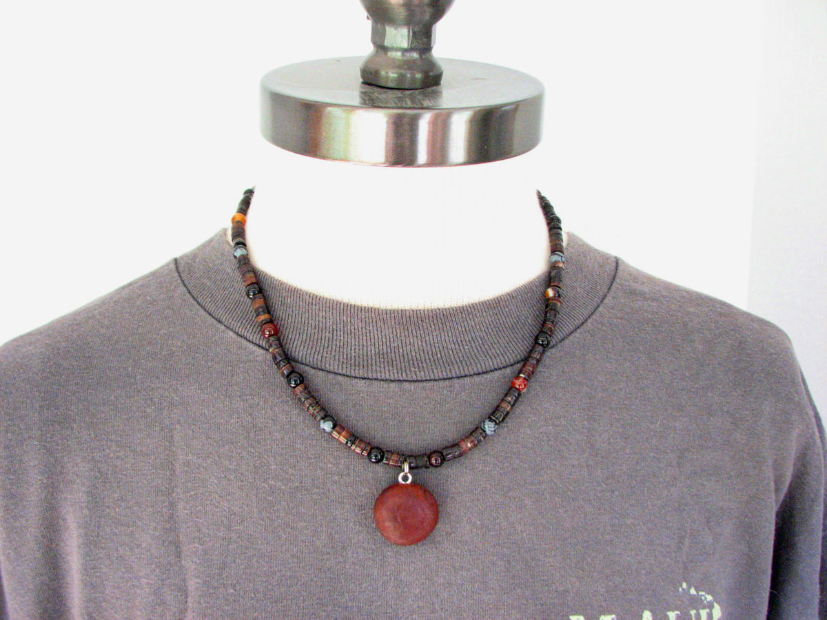 Unisex or Mens Beaded Sea Bean Necklace Bits off the Beach