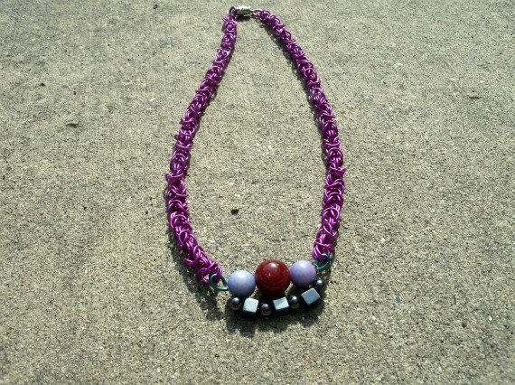 Violet Byzantine Necklace with polished stone and hematite beads - product images  of 