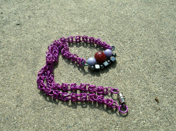 Violet Byzantine Necklace with polished stone and hematite beads - product images  of 