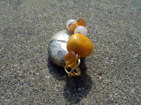 Gray Polished Stone with Amber and Quartz Accents - product images  of 