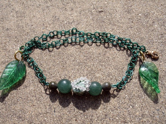 Green Leaves Helm Chain Necklace - product images  of 