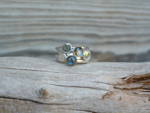 Labradorite,Stacking,Rings,,Sterling,Silver,,Labradorite stacking rings, stacking ring set, sterling silver, labradorite sterling silver, labradorite, labradorite ring set, hammered, simple jewelry