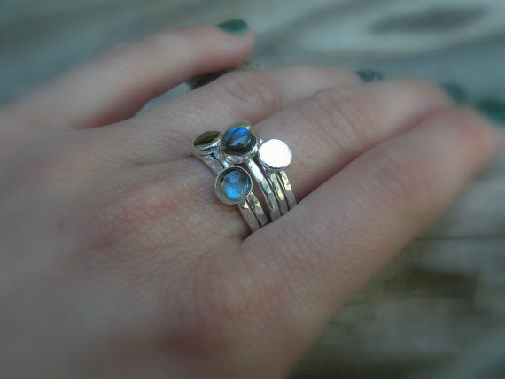 Labradorite Stacking Rings, Sterling Silver, Labradorite - product images  of 
