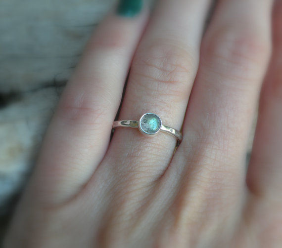 Labradorite Ring, Labradorite Stack Ring, Stacking Ring, Simple Labradorite Ring - product images  of 