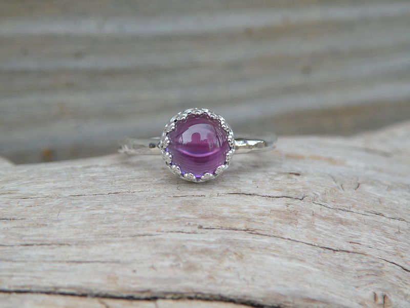 Amethyst Ring, Simple Amethyst Ring, Amethyst, Sterling Silver - product images  of 
