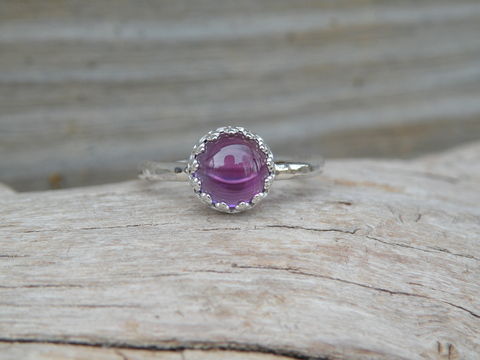 Amethyst,Ring,,Simple,Amethyst,,Sterling,Silver,Amethyst Ring, Amethyst, Sterling Silver Amethyst Ring, Handmade Amethyst Ring, Purple Gemstone Ring, elegant ring, petite ring, SImple Amethyst ring, Simple Ring, Simple gemstone ring, amethyst cabochon, purple, sterling silver