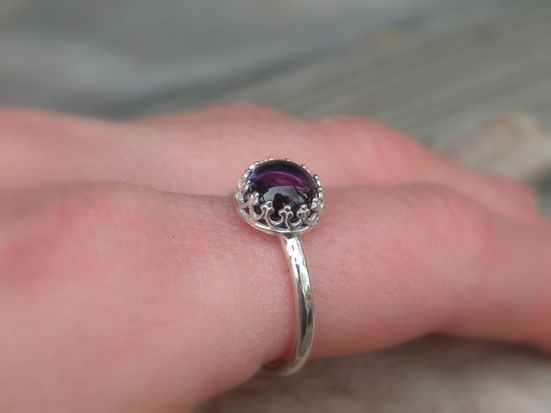 Amethyst Ring, Simple Amethyst Ring, Amethyst, Sterling Silver - product images  of 