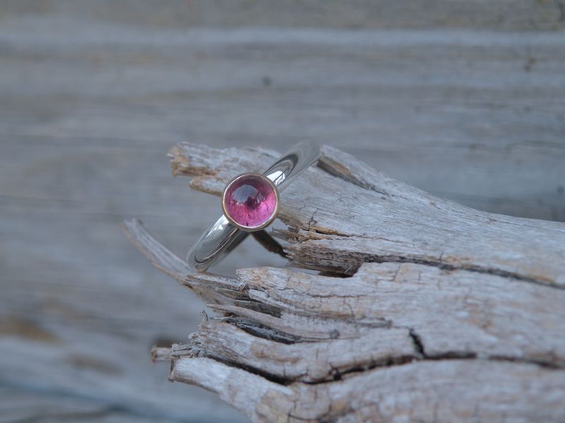 Tourmaline 14KT Gold Bezel On Sterling Ring - product images  of 