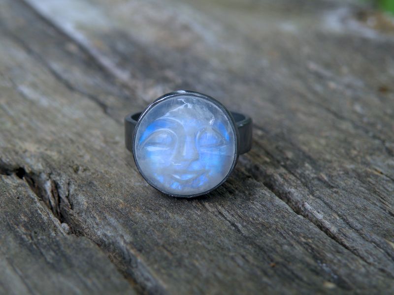 Rainbow Moonstone Man in The Moon Ring - product images  of 