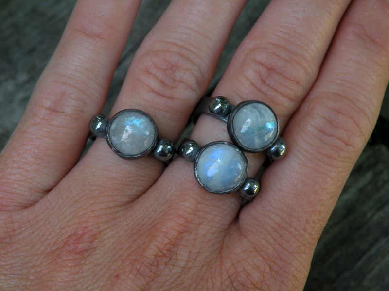 Labradorite and Moonstone Empress Rings - product images  of 