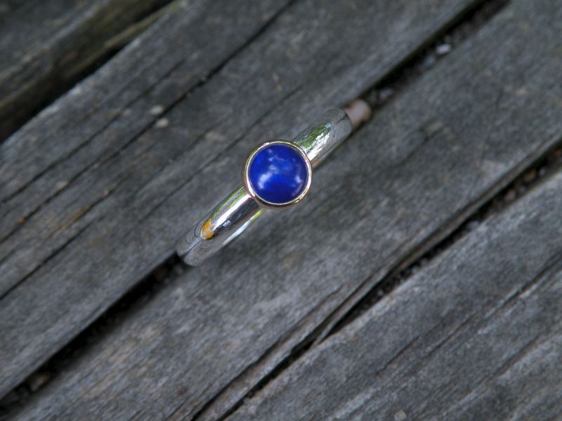 Lapis 14KT Gold Bezel Silver Ring - product images  of 
