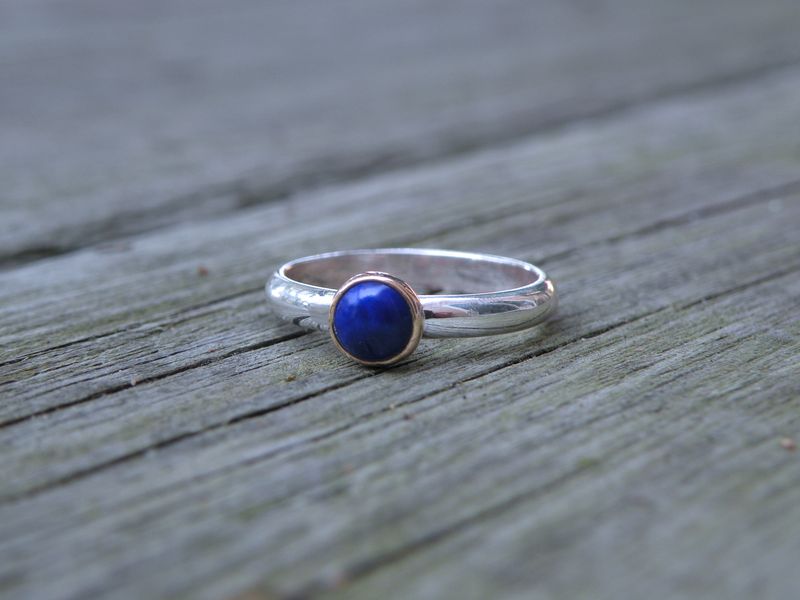 Lapis 14KT Gold Bezel Silver Ring - product images  of 