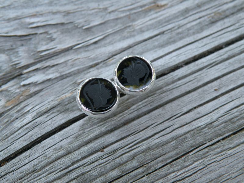 Vintage Onyx Intaglio Post Earrings - product images  of 