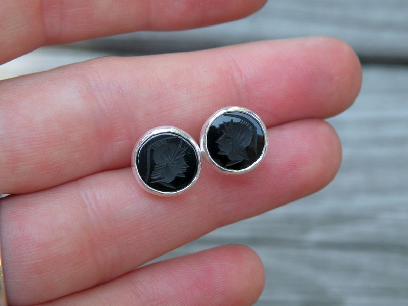 Vintage Onyx Intaglio Post Earrings - product images  of 
