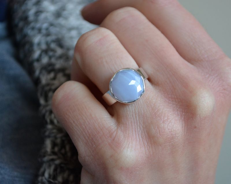 Blue Lace Agate Rose Cut Ring - product images  of 