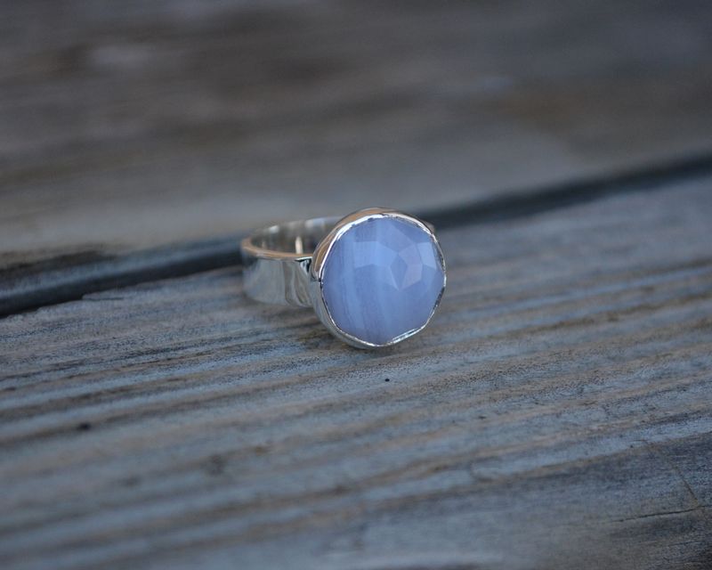 Blue Lace Agate Rose Cut Ring - product images  of 