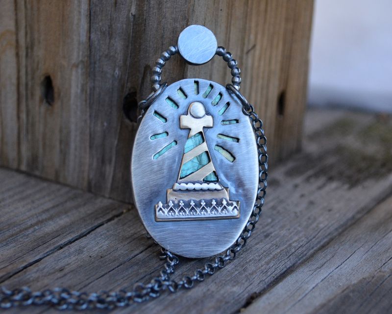 Labradorite and Moonstone Lighthouse Necklace - product images  of 