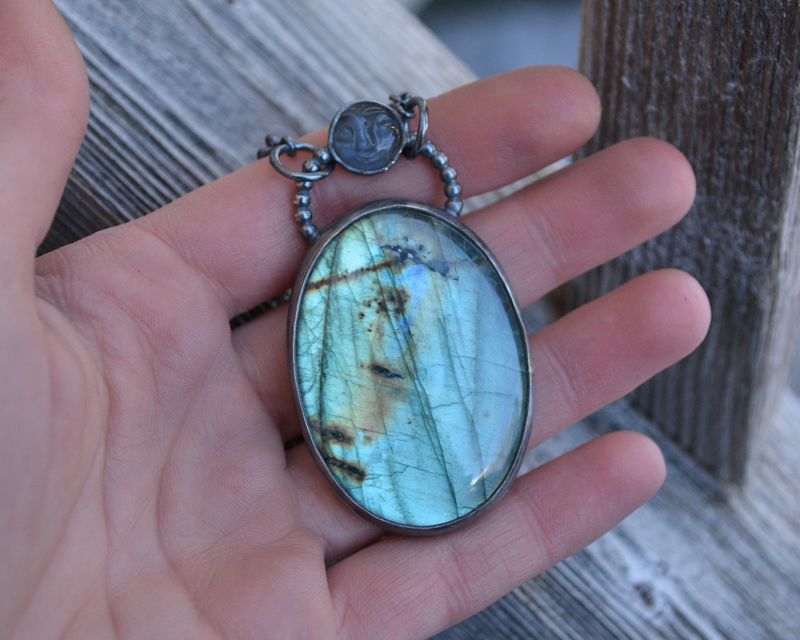 Labradorite and Moonstone Lighthouse Necklace - product images  of 