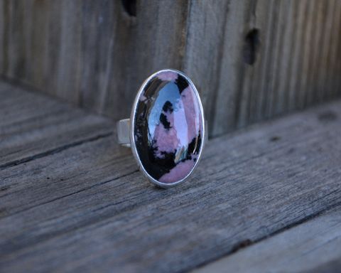Rhodonite,Ring,Size,6,Rhodonite ring, rhodonite, rhodonite gemstone ring, handmade rhodonite ring, artisan ring, sterling silver, pink and black gemstone ring, pink and black, size 6