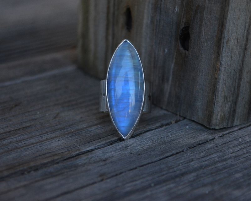 Rainbow Moonstone Marquise Star Band Ring Size 6 - product images  of 