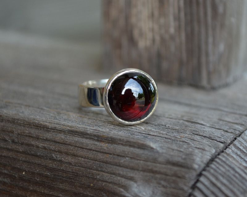 Garnet Ring, Garnet, Sterling Silver, Bezel Set Garnet Ring - product images  of 