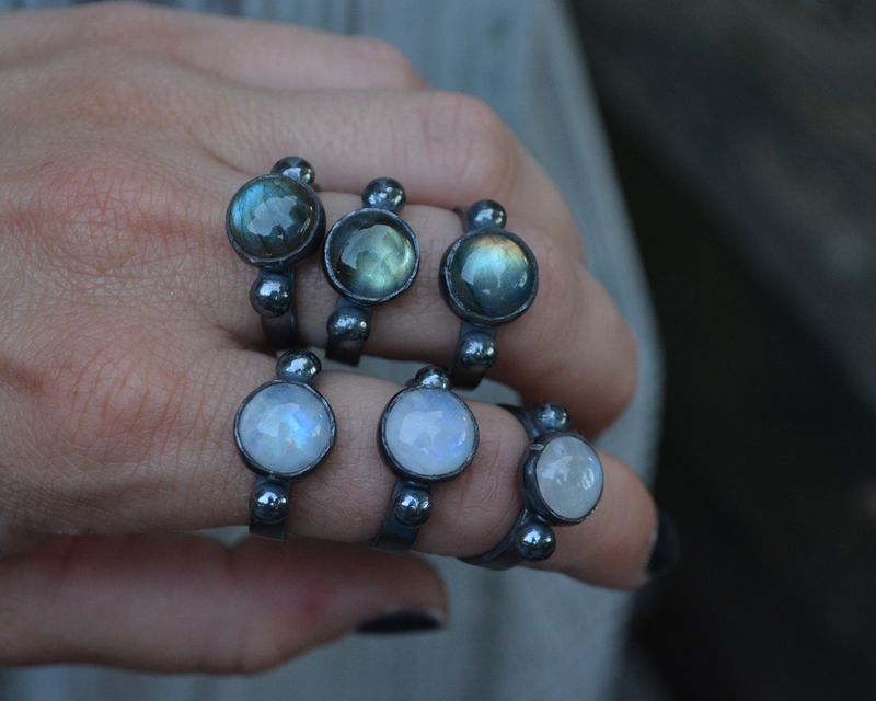 Labradorite and Moonstone Empress Rings - product images  of 