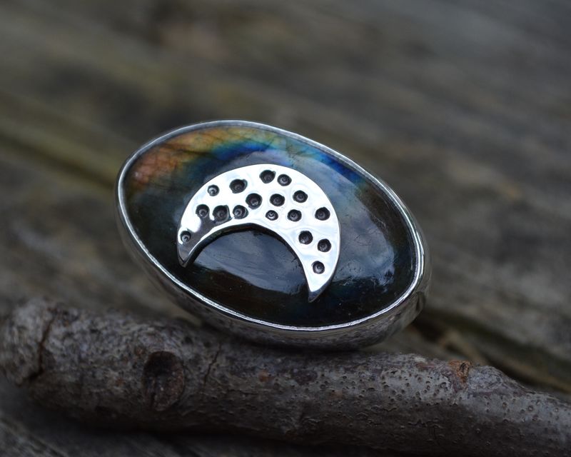 Labradorite Moon Ring Size 5.5-5.75 - product images  of 